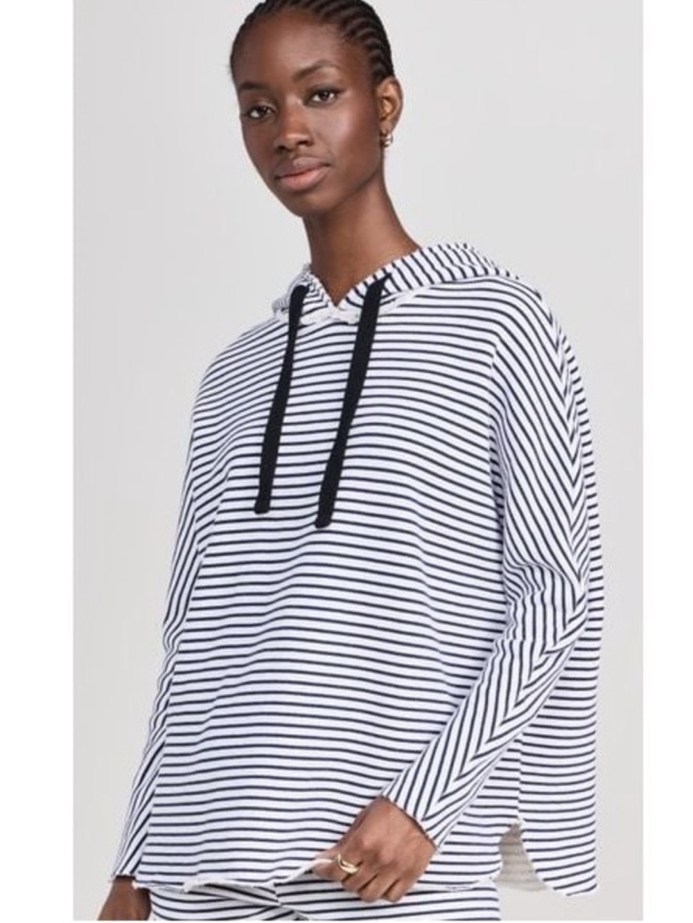 FRANK & EILEEN Blue Kane Striped Capelet Hoodie M